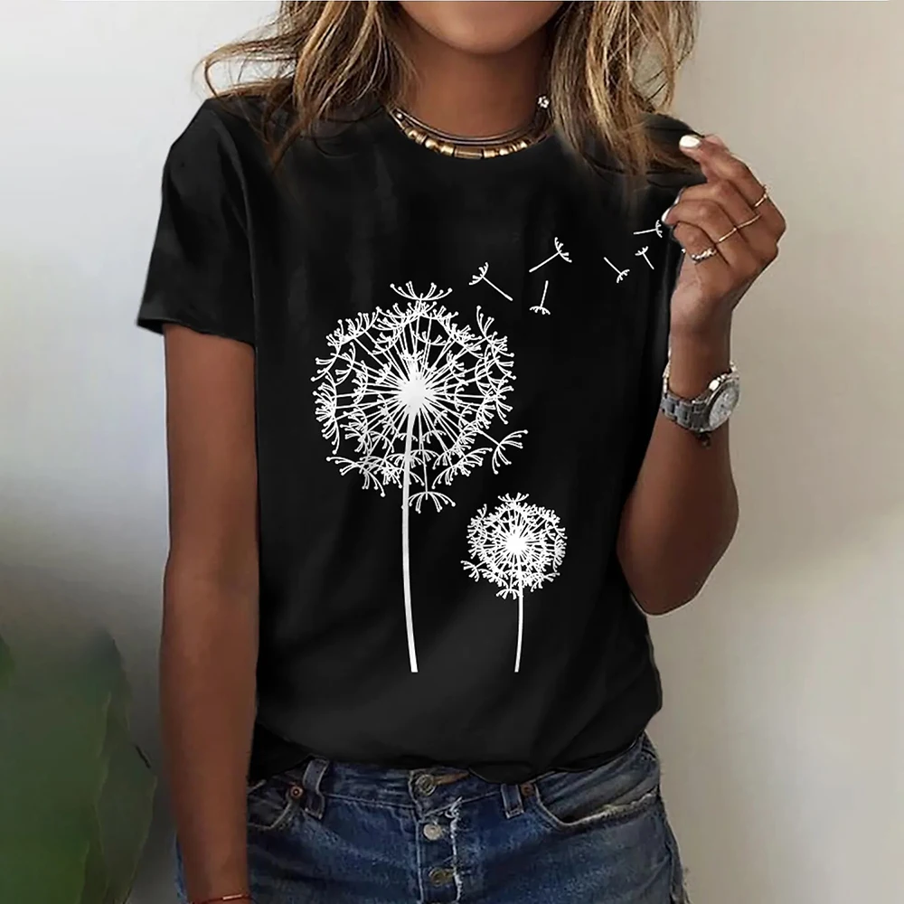 Dandelion 3d Print Women's T-Shirts Fashion Loose Top Casual Harajuku Summer Short Sleeve Tees Street Breathable Girls T Shirts