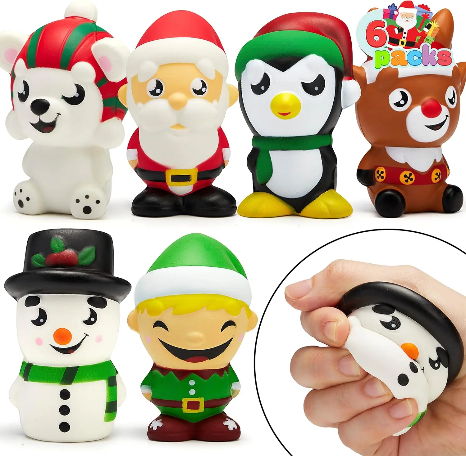 

Набор из 6 рождественских игрушек-антистресс с медленным восстановлением формы, милые игрушки-фиджеты для новогодних вечеринок, снятия стресса