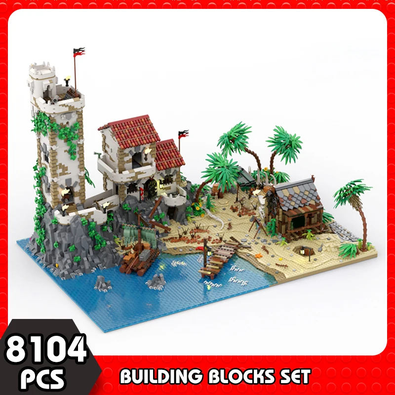 

Moc City Savage Harbor Cursed Beach Piratesly Barracudaing Bay Fort Eldoradoin Building Blocks Model Bricks Toy Gift