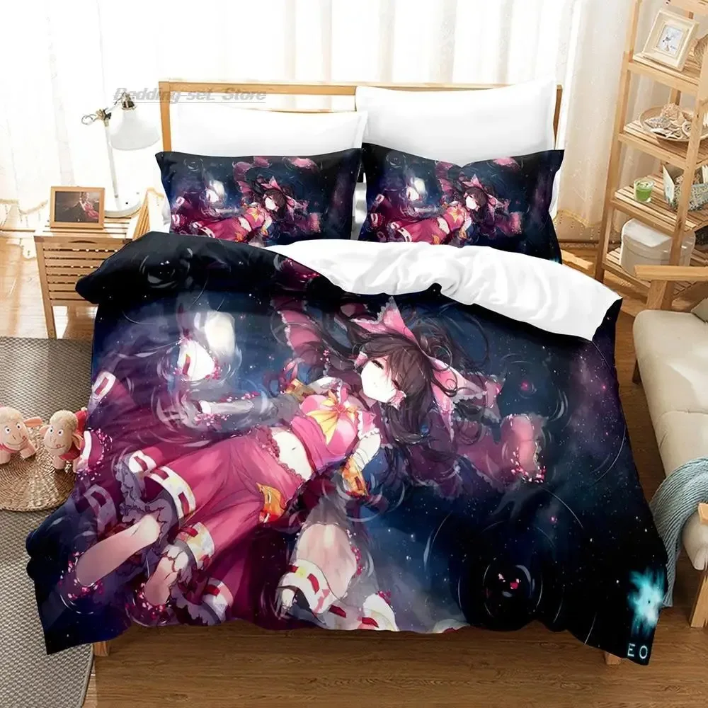 Touhou Project Bedding Set Single Twin Full Queen King Size Bed Set Aldult Kid Bedroom Duvetcover Sets 3D Print 2022 Kawaii