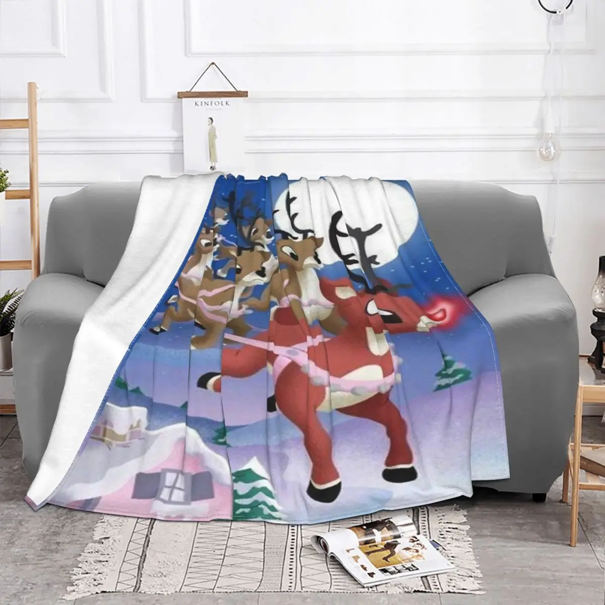 Rudolph The Rednose Reindeer & Friends Quilt Knee Blanket Throw Blanket Home And Decoration Throw Blanket