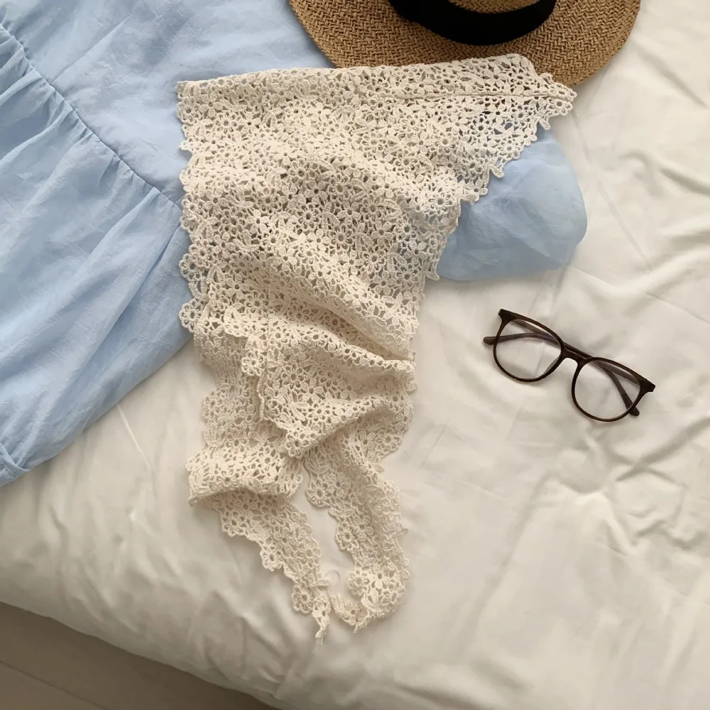 

Simple Fake Collar Lace Shawl White Cloak Lace Triangle Scarf Clothes Decoration Cape Hip Scarf Summer