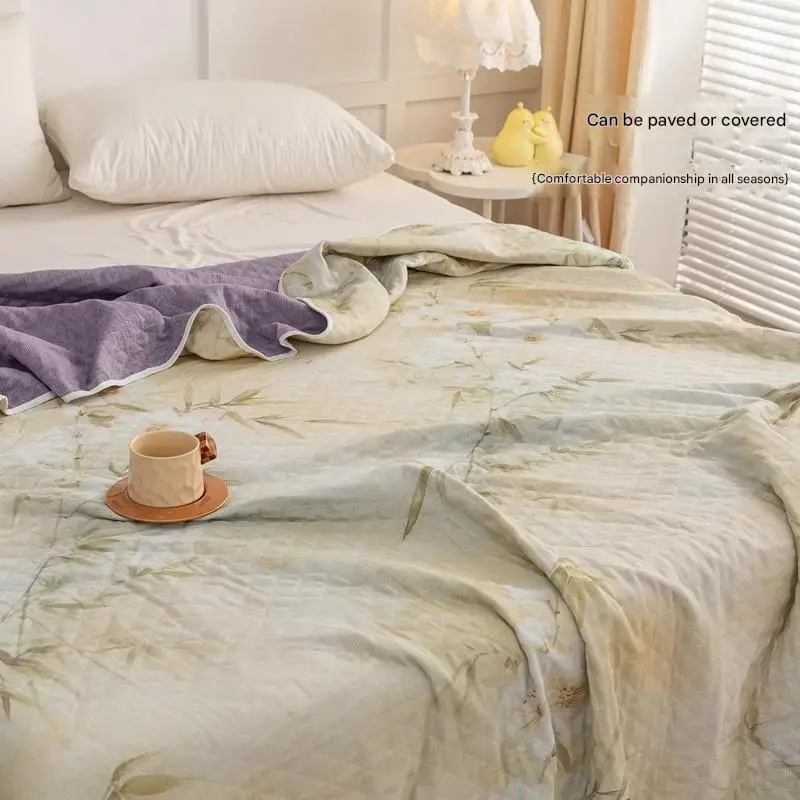 

KPOP Demon Hunters Euro Bedding 100% Cotton 6-Layer Terry Cloth Cool AC Blanket - Summer Thin Sofa Throw Bed Plaid Blankets