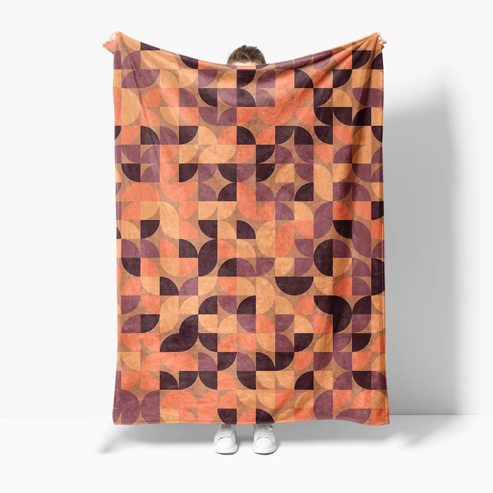

Geometric Pattern Blanket Soft Fleece Throw Blanket Sofa Bed Decorative Throw Blanket for Living Room Bedroom 130cm