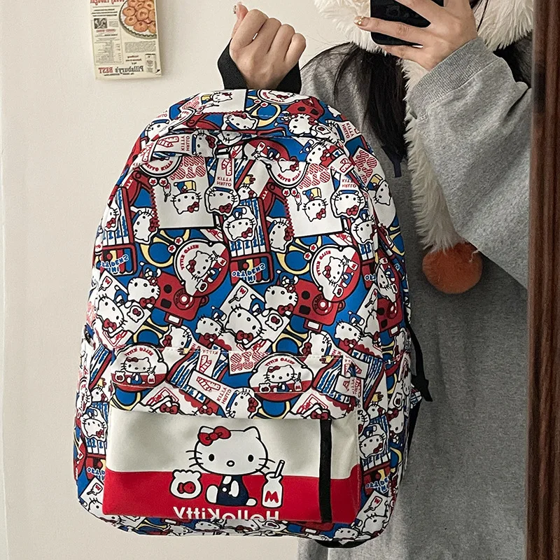 

Новый школьный ранец Sanrio Hello Kitty, милый Повседневный и легкий рюкзак большой вместимости с мультяшным рисунком, устойчивый к пятнам