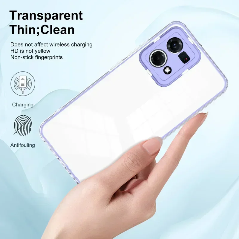 3 in1 Full Clear Protection Shockproof Phone Case for OPPO Reno 11F 10 8 7 Pro A79 98 78 77 38 57 17 A17K 96 16 A16S 36 76 4G 5G