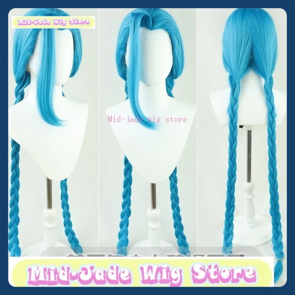 Peruka Mid-jade Wig Store Arcane Jinx Cosplay Anime Gra RPG Syntetyczne Włosy Kostiumy Rekwizyty na Halloween