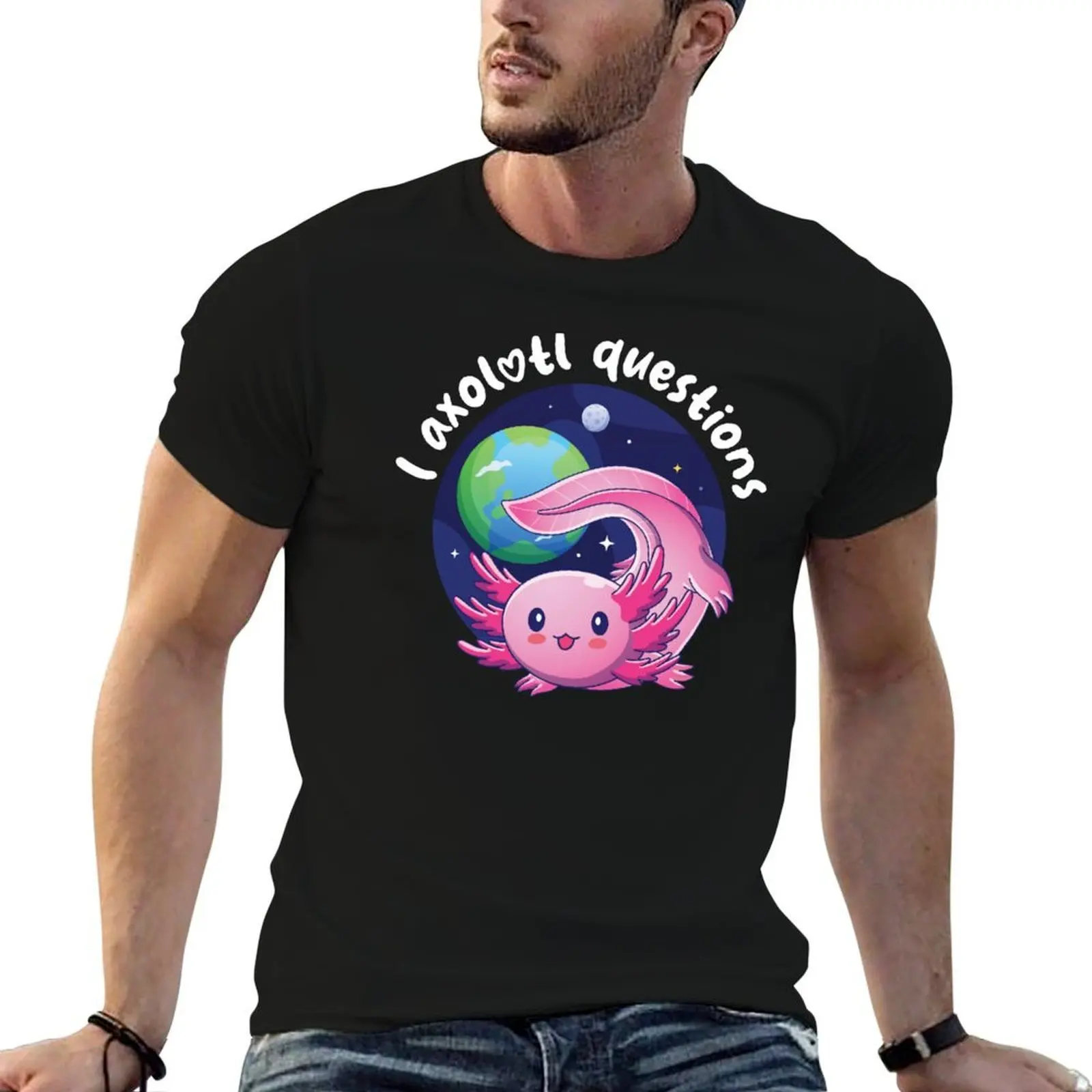 I axolotl questions (on dark colors) T-Shirt vintage clothes sublime black t-shirts for men