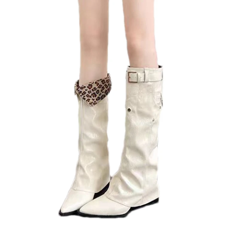 أسافين النساء أحذية الركبة عالية أشار تو أحذية الشتاء مثير عالية الكعب أحذية طويلة 2025 مضخات الحفلات الجلد المدبوغ حذاء الثلج عالي الرقبة دافئ Mujer