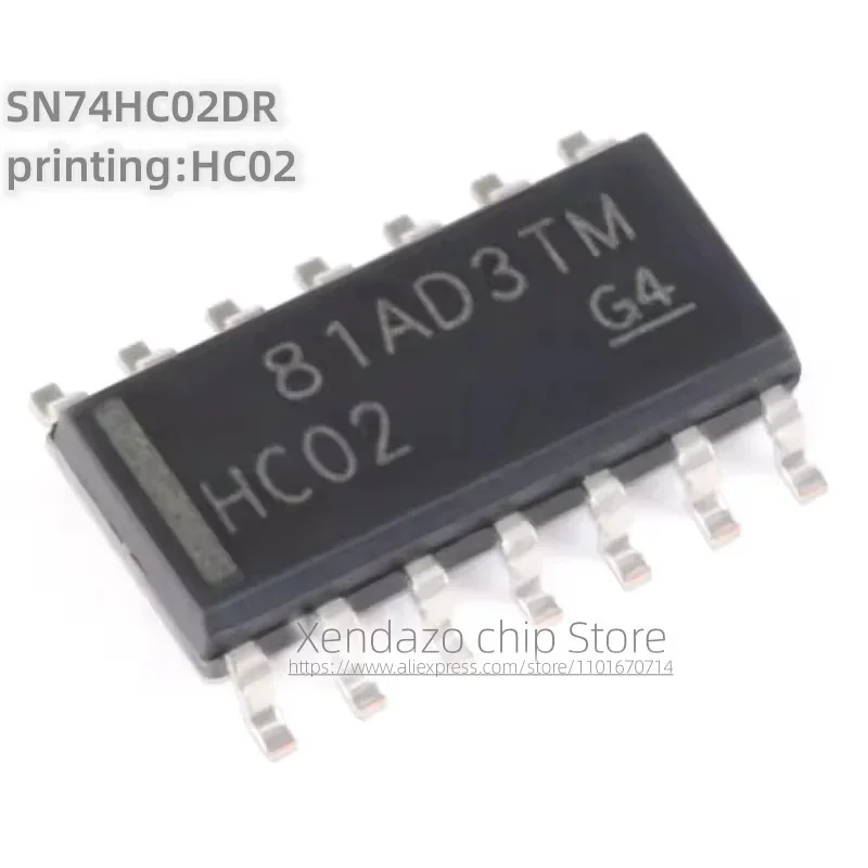 10pcs/lot SN74HC02DR printing HC02 SOP-14 package Four channels, two inputs, positive and negative gates Logic Chip