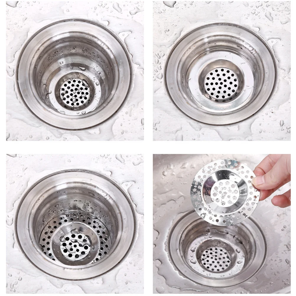 

4pcs Stainless Steel Kitchen Net Durable Drain Protector For Sinks Bathtubs Showers Laundry Tub Basket Metal Strainer Sink