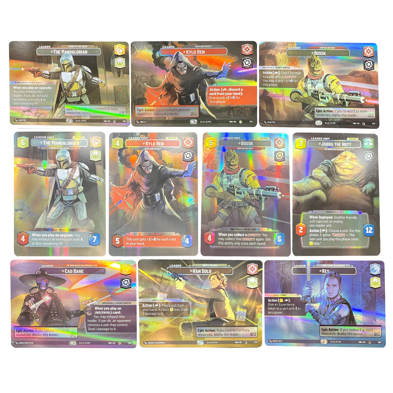 STAR W The Mandalorian-Sworn to the Creed Cad Bane Han Solo Kylo Ren Bossk Jabba the Hutt Rey Qi'ra Finn Showcase Custom Card