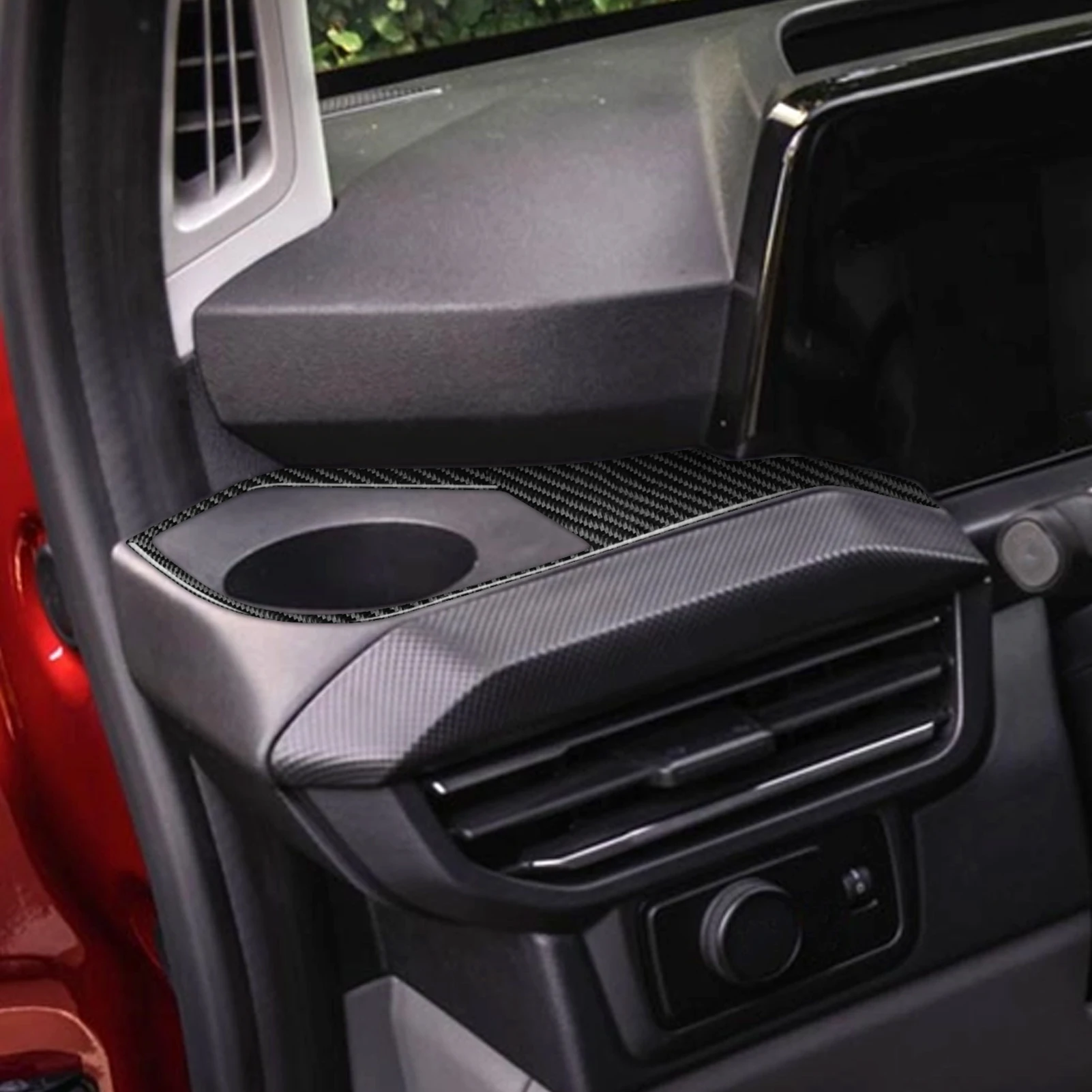 For Ford Transit Custom V700 2023-2026 Carbon Fiber Both Sides Instrument Water Cup Holder Cover Set Car Accessories Sticker