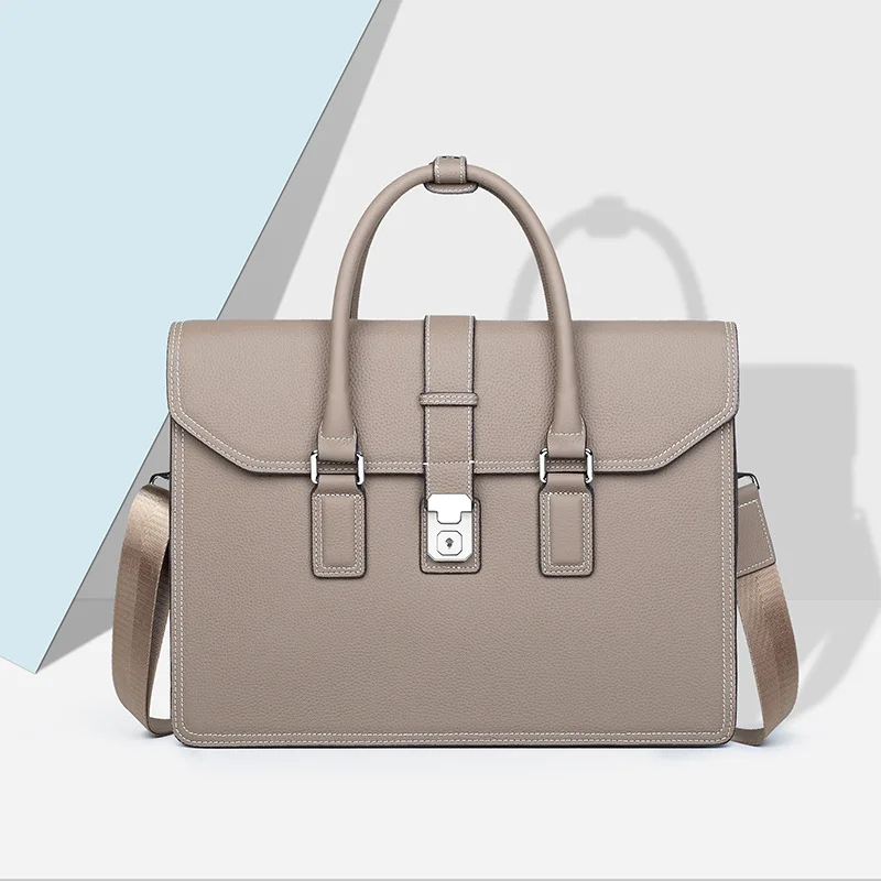 الطبقة العليا جلد البقر الفاخرة حقيبة جلدية حقيقية للرجل وثيقة حقيبة يد للكمبيوتر المحمول حمل الكتف الأعمال OL حقيبة محمولة