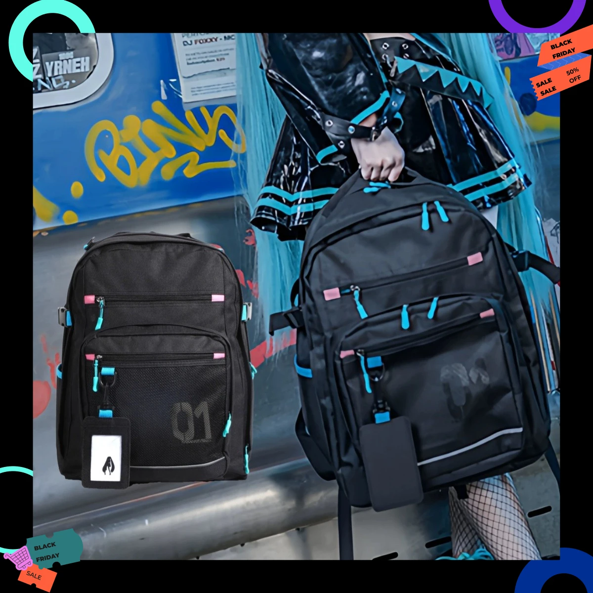 42x32cm Hatsune Miku anime backpack travel high-capacity schoolbag light notebook computer bag cute casual bag birthday gift