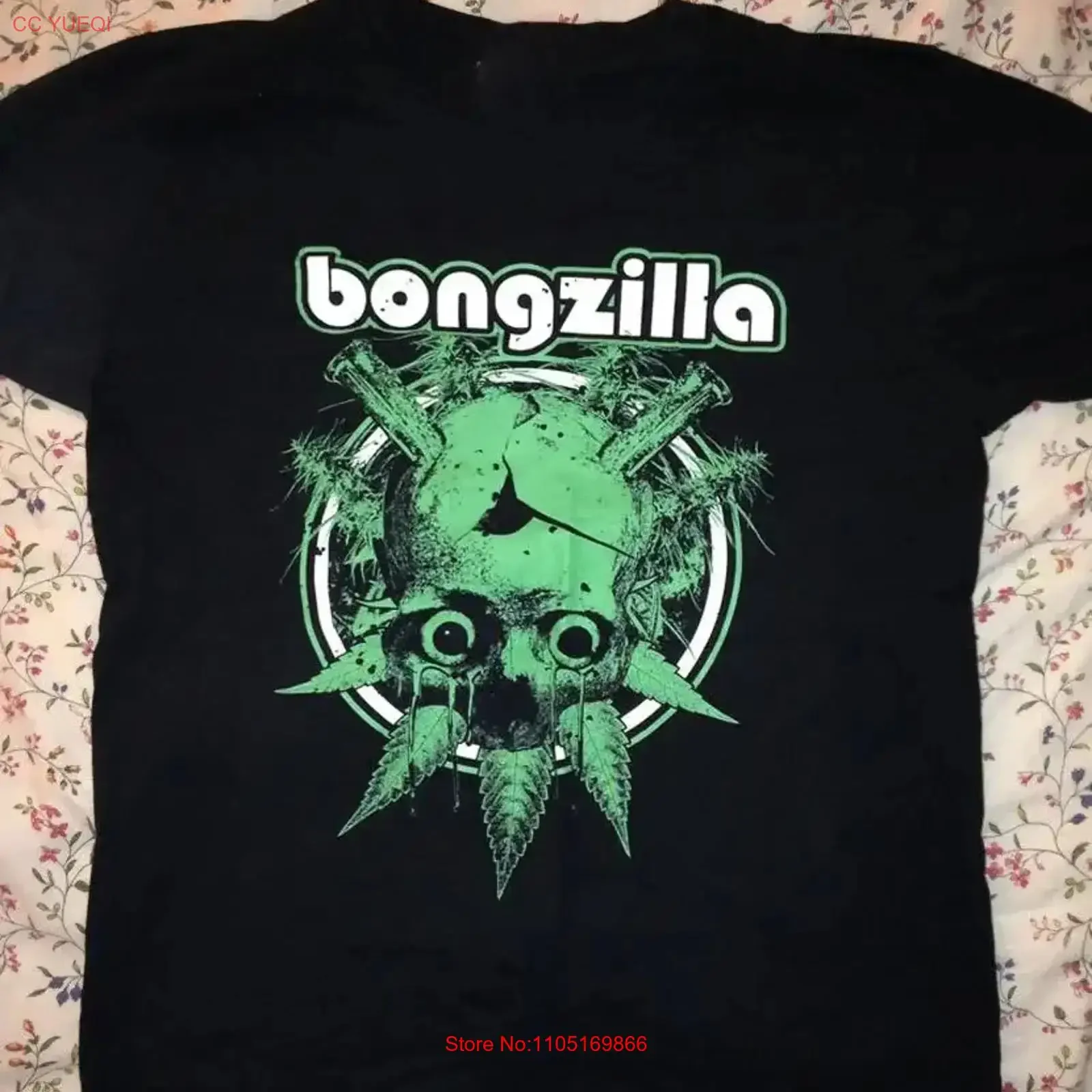 تي شيرت Bongzilla Band Rock Music Album قطن WA209 عتيق برسومات مغسولة ملابس الشارع الشهير ممتدة ومريحة وأنيقة عتيقة