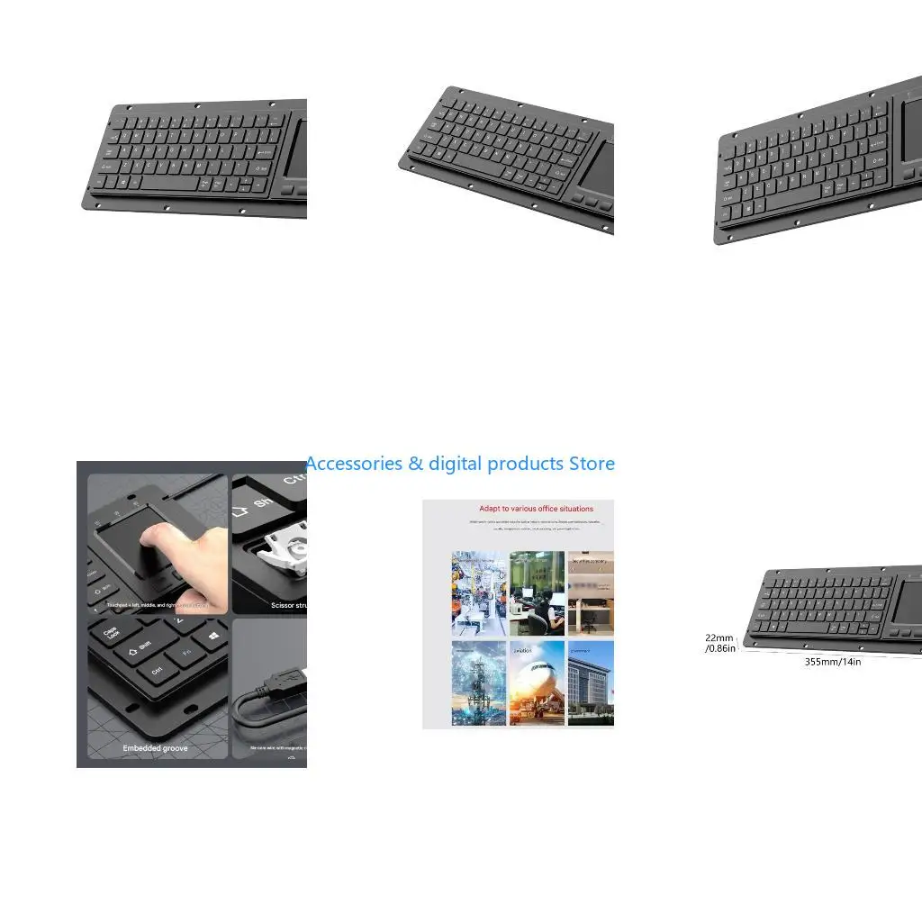77JD Plugs and Play Industrial Waterproof Keyboards 64Key Touchpads USB for Automation