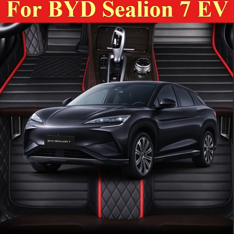 Custom Car Floor Mats For BYD Sealion 7 EV 2025-2026 LHD RHD Waterproof Anti-Slip Leather Auto Interior AccessoriesTrunk Foot