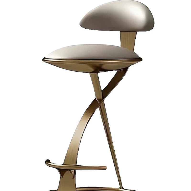 

Italian style checkout page light luxury stainless steel bar chair, villa, front desk high stool