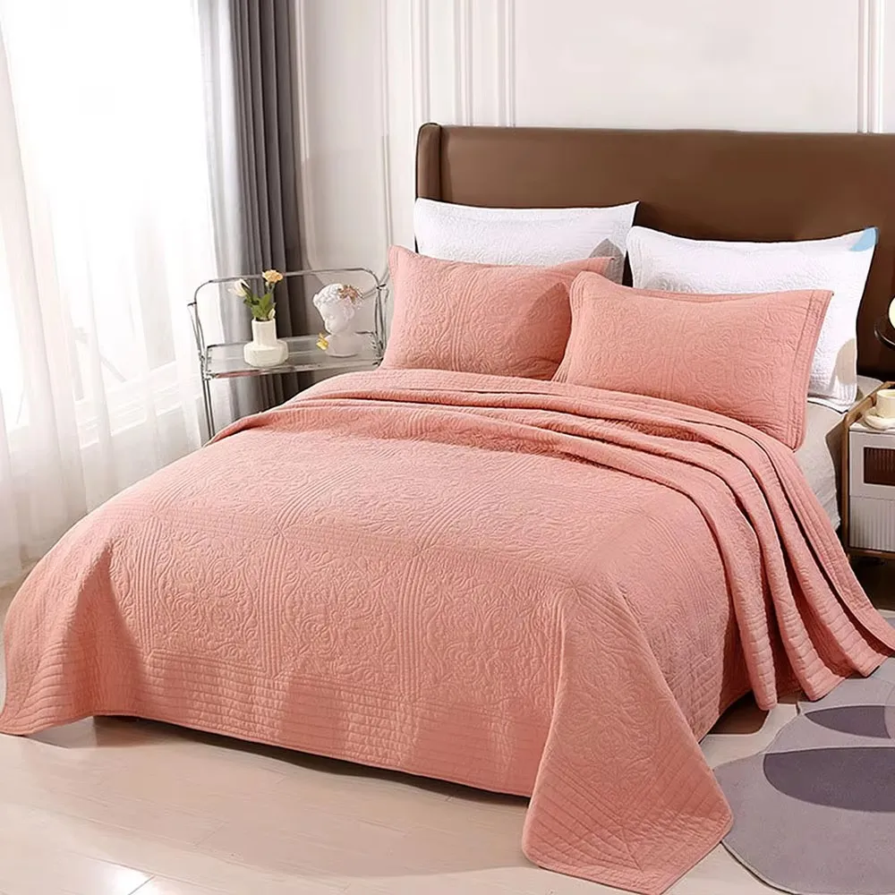 

Reversible Cotton Quilt Set King/Queen Size Embroidered Bedspread for Bed Summer Lightweight Quilted Blanket Coverlet Comforter