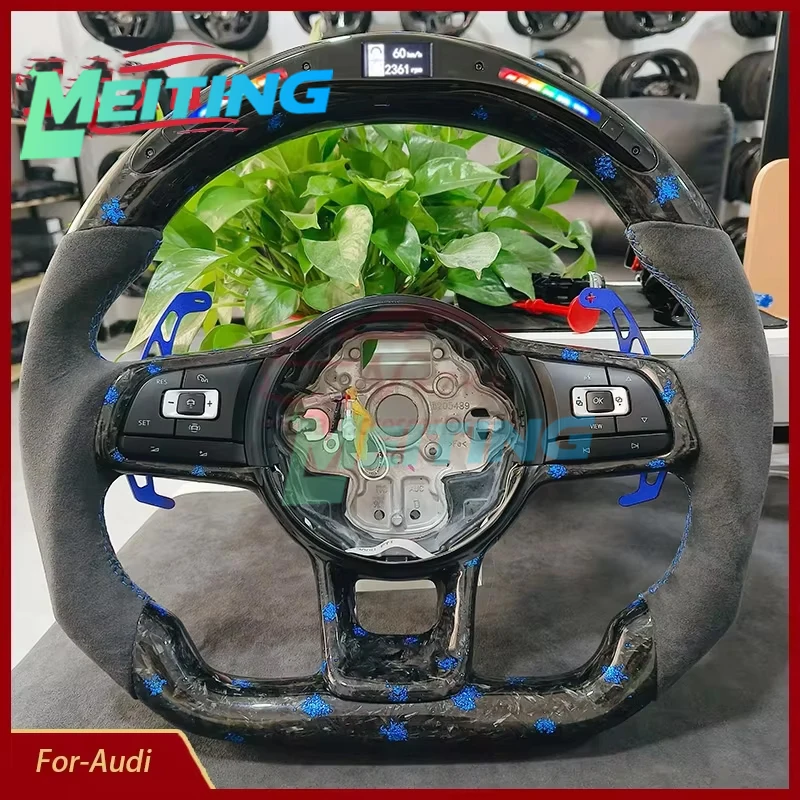 Suitable for Volkswagen Golf 7 7.5 GTI MK7 model, LED forged carbon fiber steering wheel assembly supports ACC function