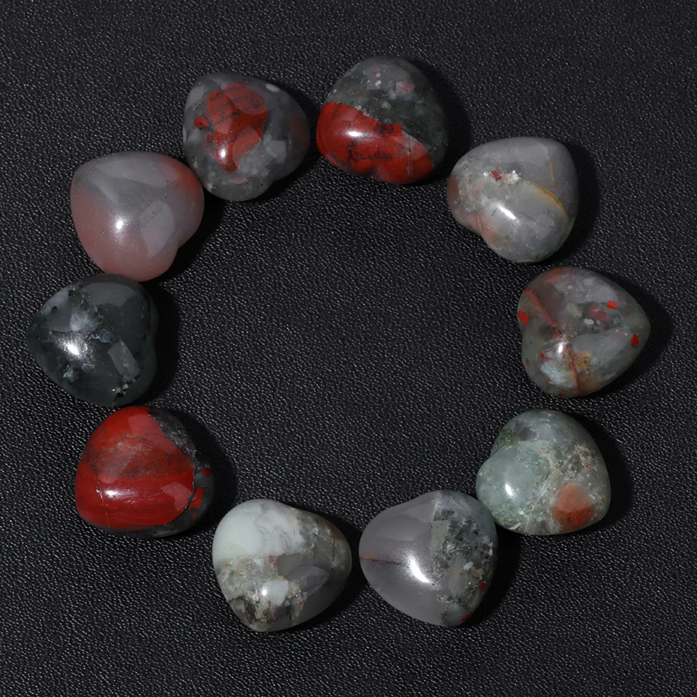 5PCS Natural Heart Shape Gems Stone 15MM No Hole Aventurine Agates Quartz Healing Stones For Jewelry Making DIY Home Decoration