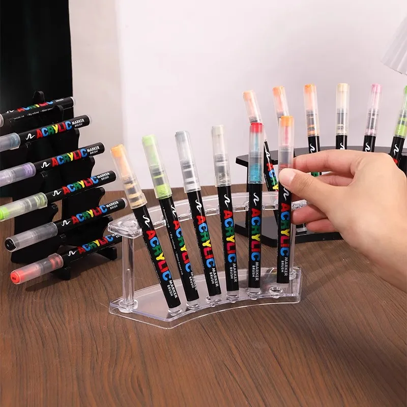 6-bit transparent plastic pen holder eyebrow pencil holder makeup display stand ballpoint pen stationery storage display stand
