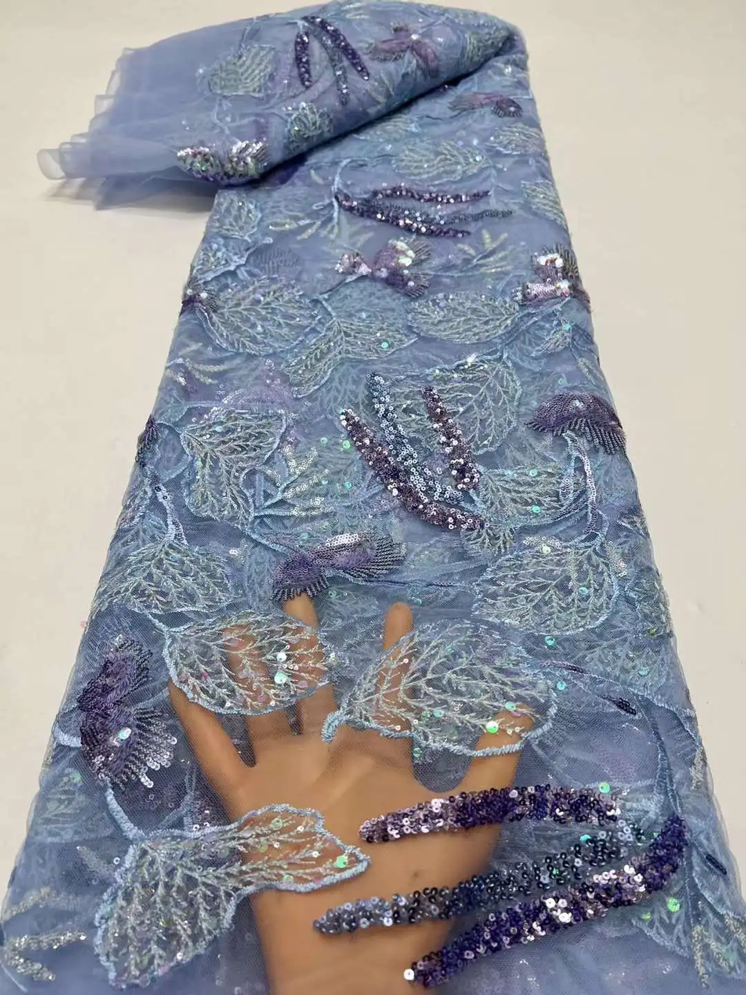 Mccarthy NigWin-Tissu Africain en Dentelle à Paillettes 3D, Tulle Français, Couture de ix, Haute Qualité, 2023