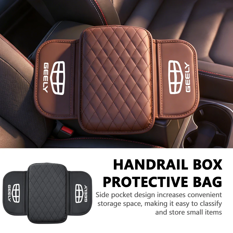 For Geely Leather Car Armrest Box Storage Cover Center Console Protective Bag LC EC8 Atlas CK2 CK3 GT GC9 Geometry C Tugella GX3
