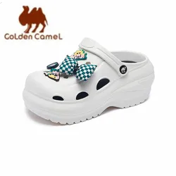 GOLDEN CAMEL Hole Shoes for Women Thick Bottom Two-Wear Elastic Breathable Beach Designer Sandals for Men Closed Toe Slippers