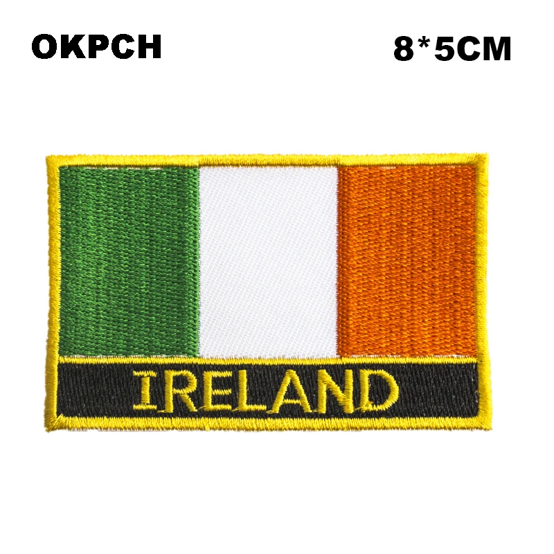 Ireland Flag Embroidery Patches Iron on Saw on Transfer patches Sewing Applications for Clothes in Home&Garden