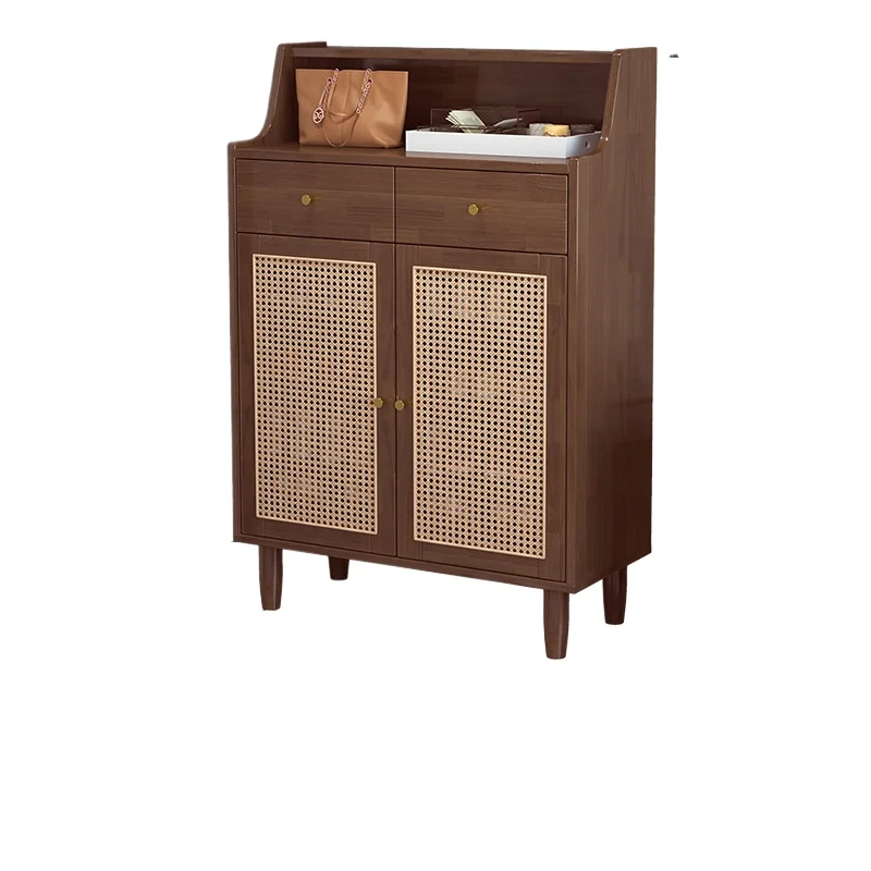 

Living room home storage shoe rack storage locker rattan breathable entrance cabinet