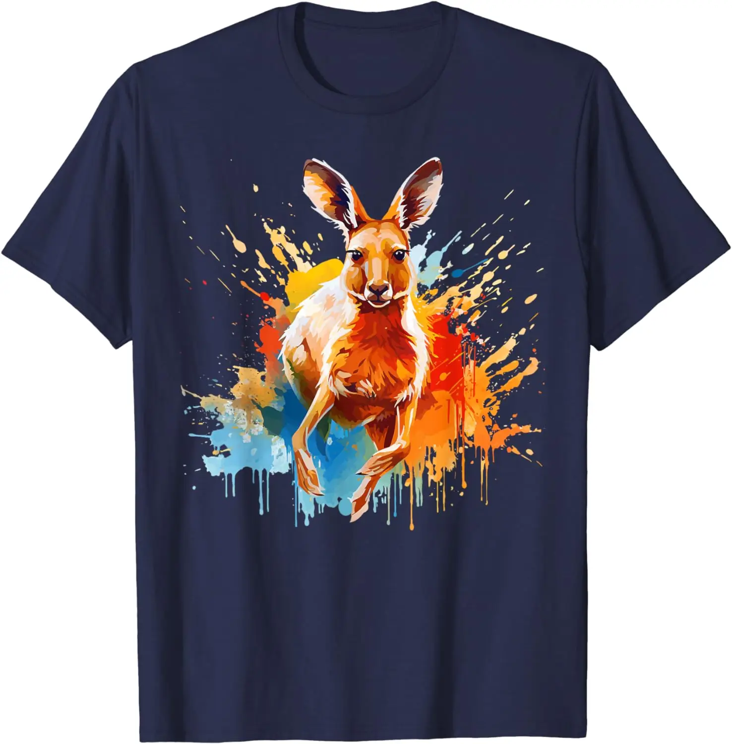 2024 New Splash Art Kangaroo Comfort Clothing Wildlife Lover Color T-shirt