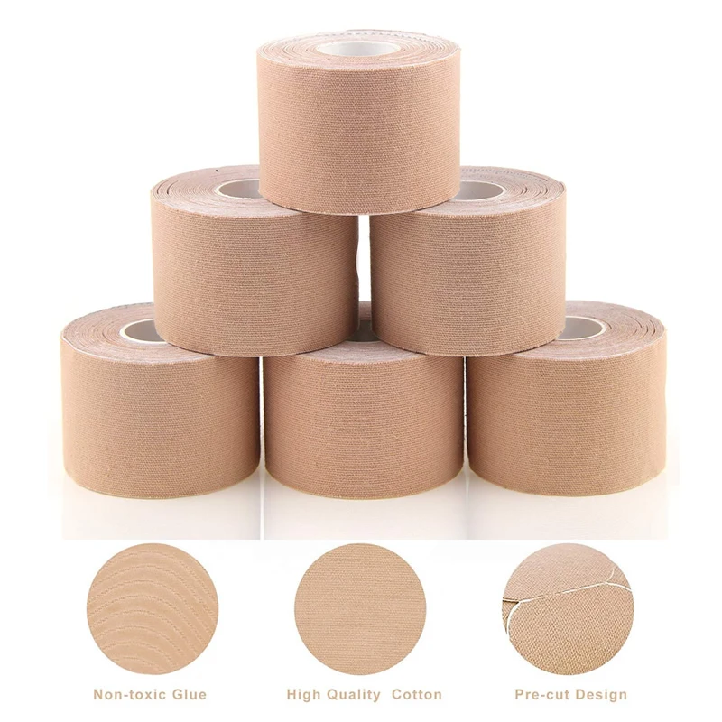 6 Rolls Precut Kinesiology Tape Cotton Elastic Athletic Sports Tape Prevent Injuries Joint Support Muscle Pain Relief Latex Free