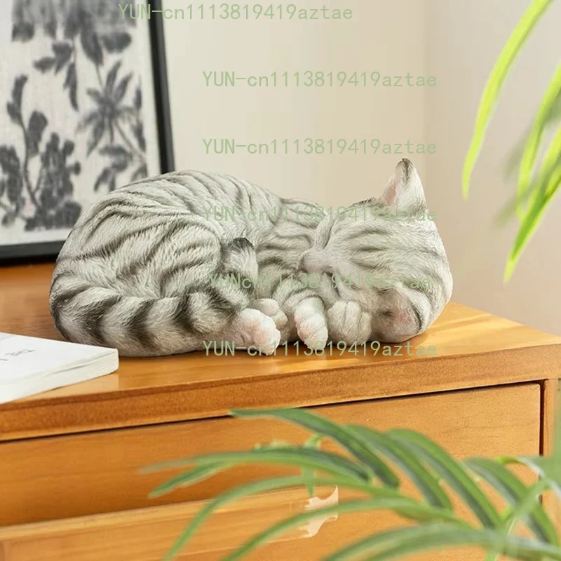 Sleeping Cat Model Resin Crafts Office Desktop Decoration Simulation Animal Statue Decoration Modern Style Home Decoration Art