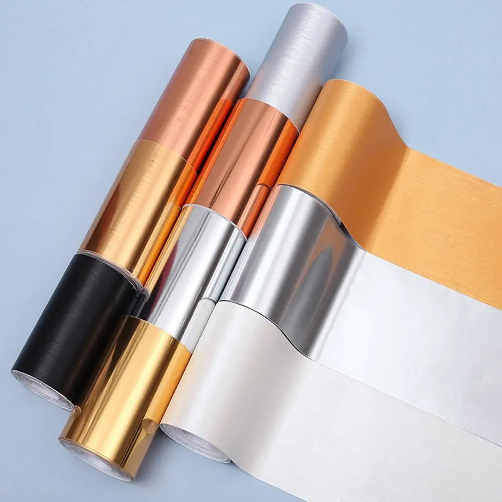 10M/Roll Brushed Windowsill Waist Line Wallpaper Door Frame Waterproof Waveguide Line Self-adhesive PVC Skirting Line