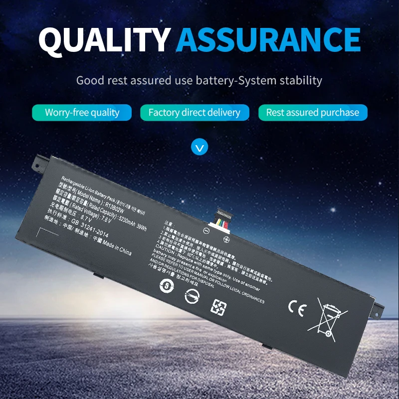 SOMI 7.6V 5230mAh New R13B01W R13B02W Laptop Battery For Xiaomi Mi Air 13.3