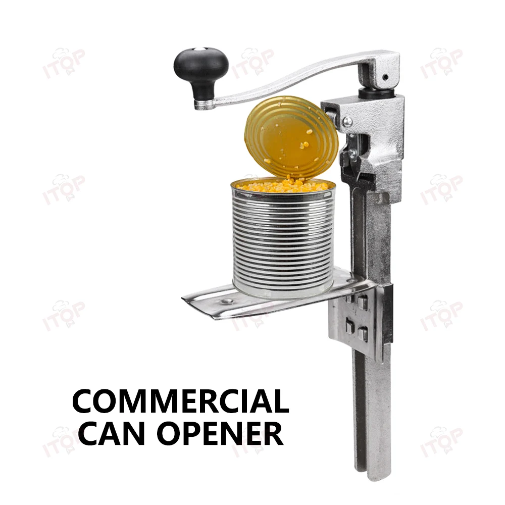 ITOP Commercial Can Opener Professional Kitchen Tool Safety Can Opener Side Cut Easy Grip Manual Opener Knife for Cans Lid