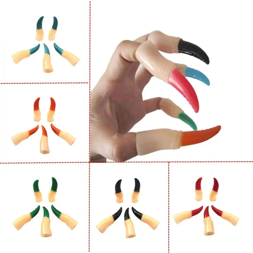 5PCS/set Fake Fingers Zombie Witch Fake Fingers Scary Black/ Red Halloween Finger Covers Colorful Children Girls #3