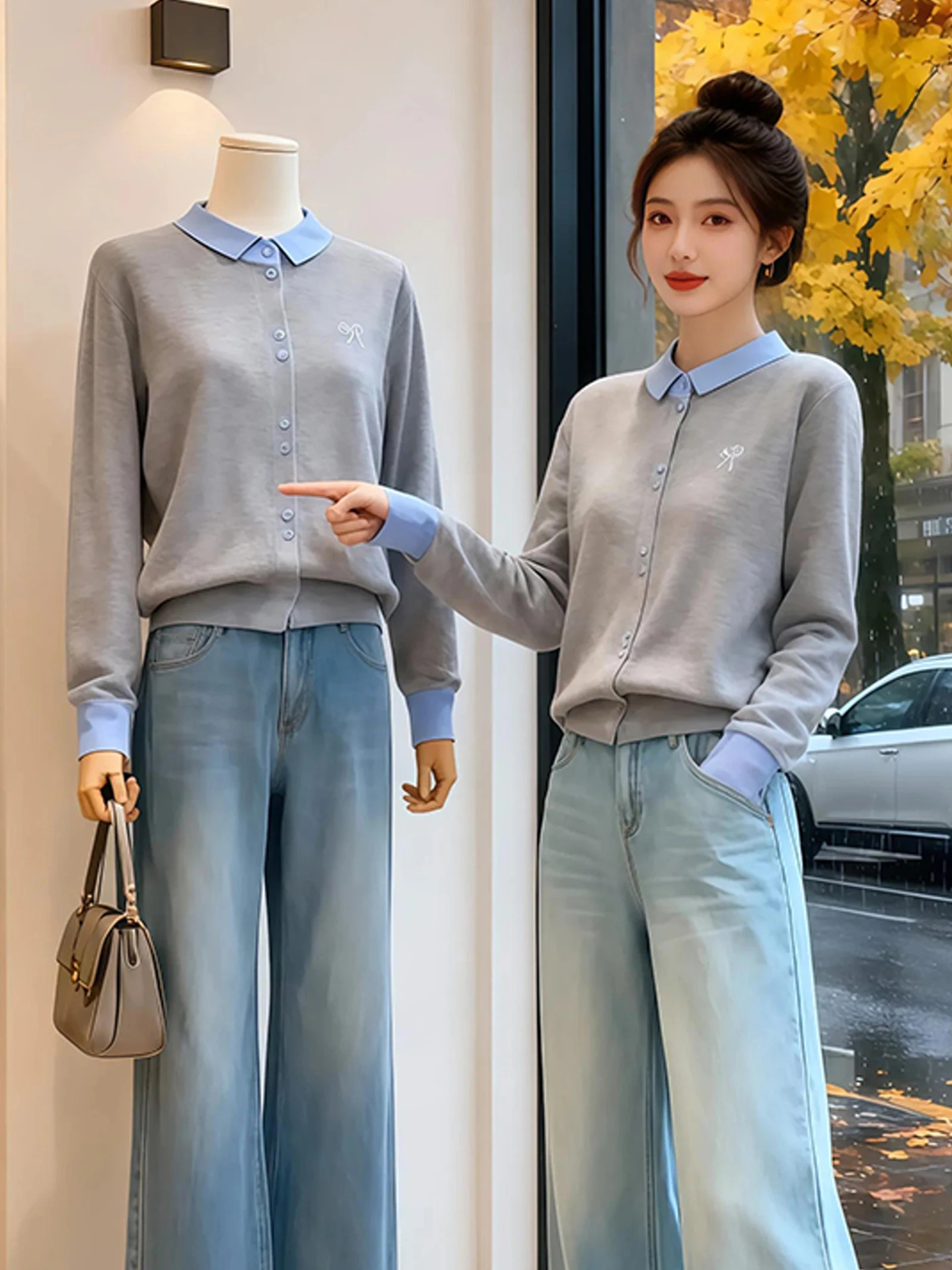 

Удобный вязаный открытый кардиган Long Sve Base Layer Повседневный топ для поездок на работу Модный цвет Blo Design Regular Fit Winter Wome...