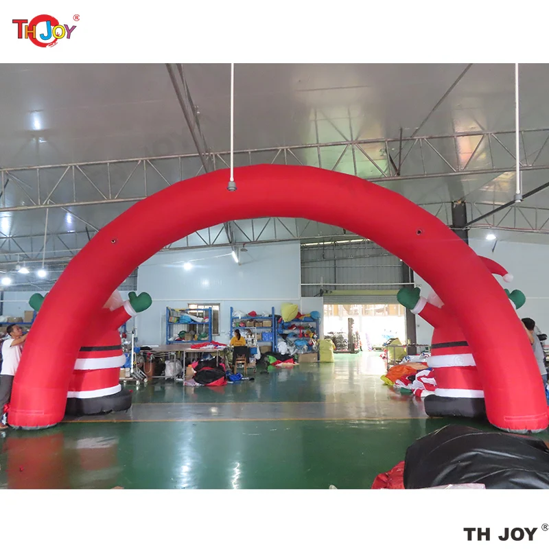 Free Air shipping! Christmas decoration 8x4m inflatable Christmas arch with santa standing on side