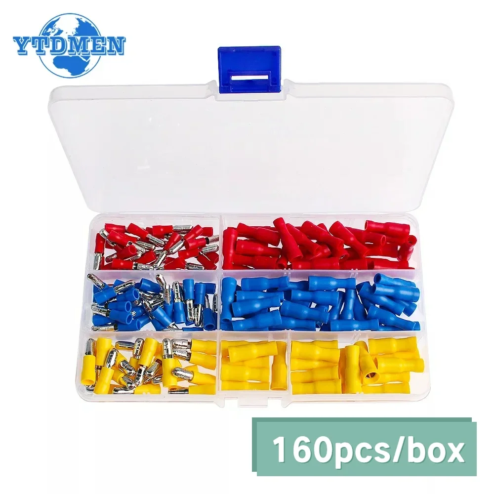 160pcs Terminal Kit Bullet Terminal Female and Male Insulated Electric Connector Crimp Terminals Quick Wiring