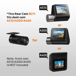 for 70mai Rear Cam RC11 for 70mai Dash Cam A510 A200 A400 Car DVR Rearview Dash Cam Support Parking Recording