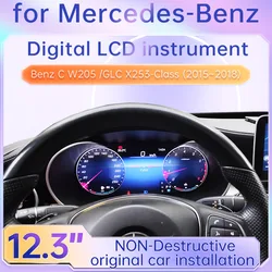 12.3''Digital Instrument Gauge Cluster For Mercedes Benz GLC/C-Class W205 X253 NTG5.0 LCD Dashboard Panel Speedometer Tachometer