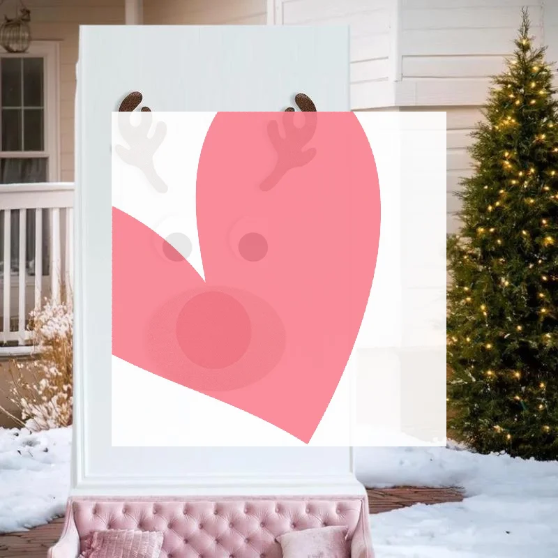 زخارف موسمية مع ملصقات قماشية لباد على طابع عيد الميلاد لسانتا ورجل الثلج والأيائل للنوافذ والأبواب