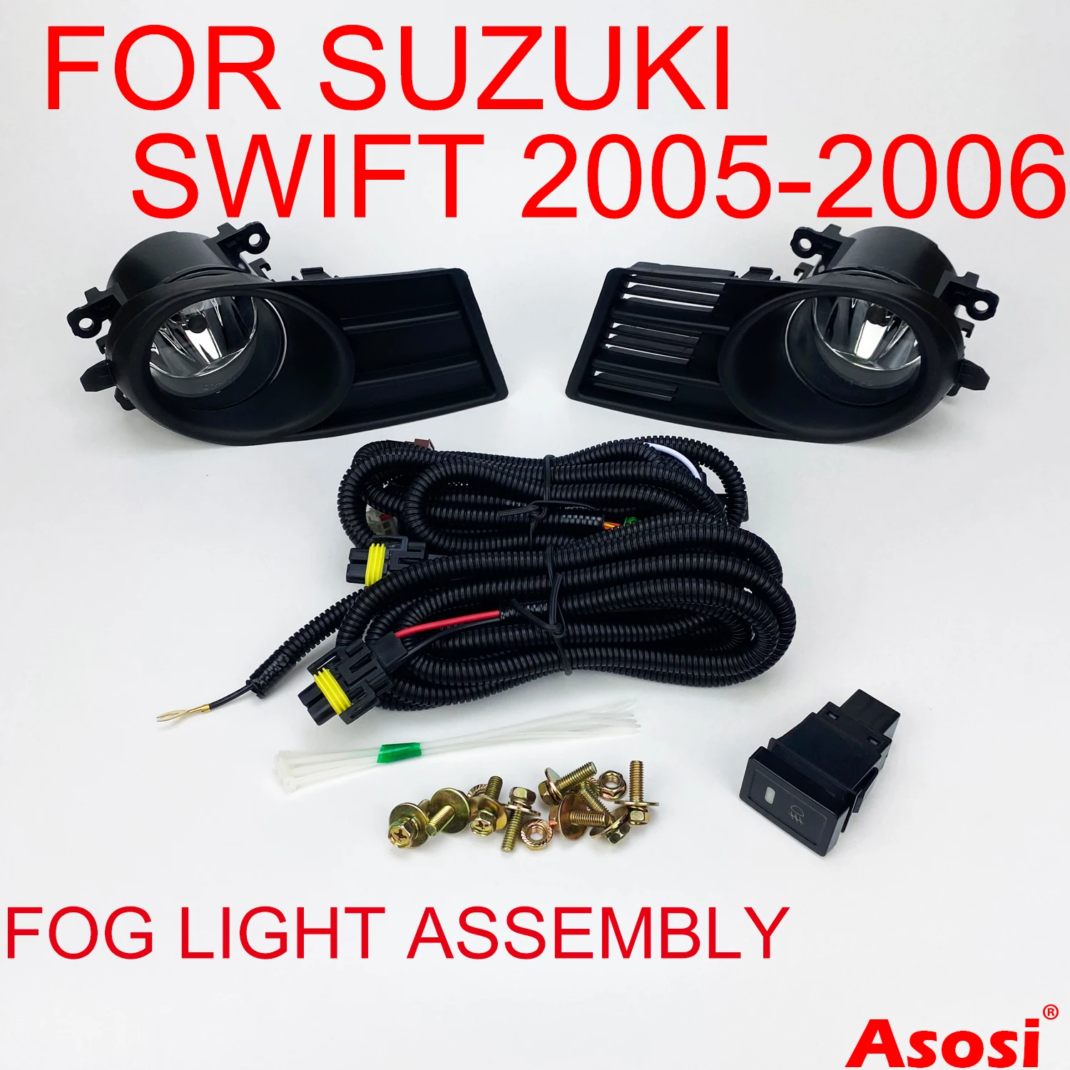 

Front Bumper Fog Light Assembly Driving Lamps For Suzuki Swift 2005 2006 Left+Right Side W/Bulb Switch Wire Harness Bezel