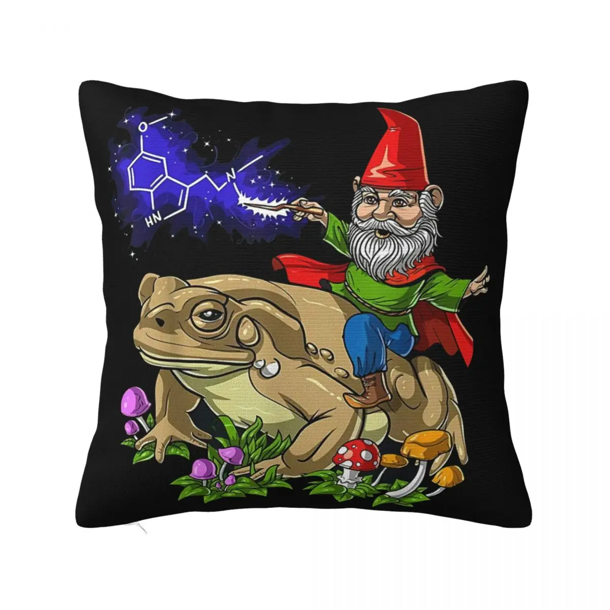 Gnome Riding Bufo Alvarius Toad 5 Meo Dmt Psychedelic Frog Birthday Gift Breathable Better Children Pillow Case