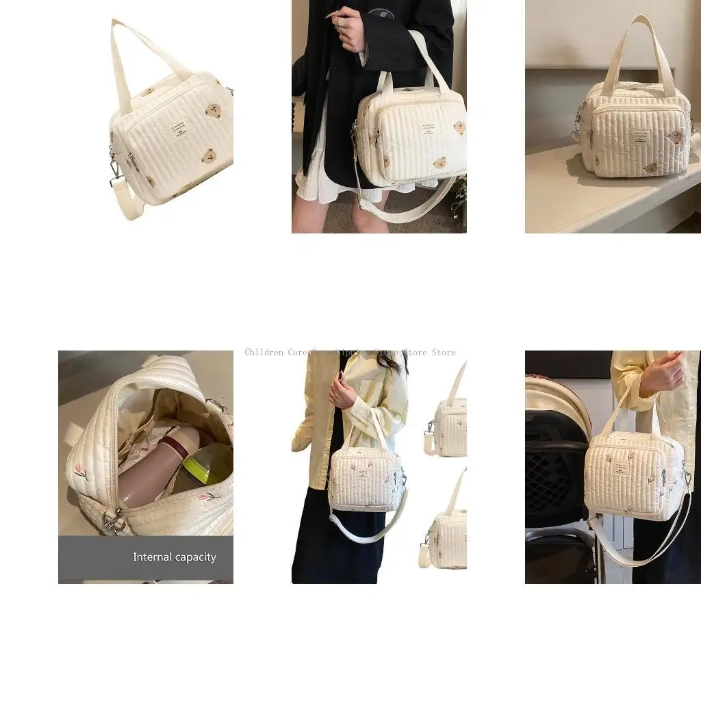 

Infants Nappy Bag Large Capacity Storage Case Shoulder Bag with Elegant Embroidery for Outings & Storing Baby Essential