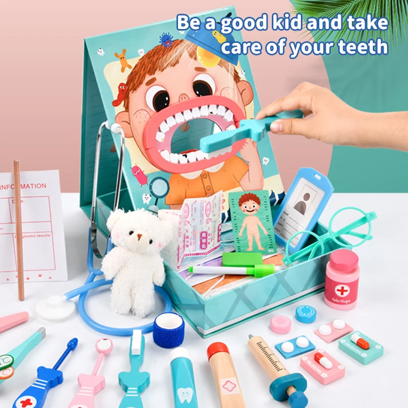 Dentist Kit Play Set Toys Child Play House Disguise Oneself As Dentist Simulate Go To The Dentist Game Toys Dental Cognition Toy