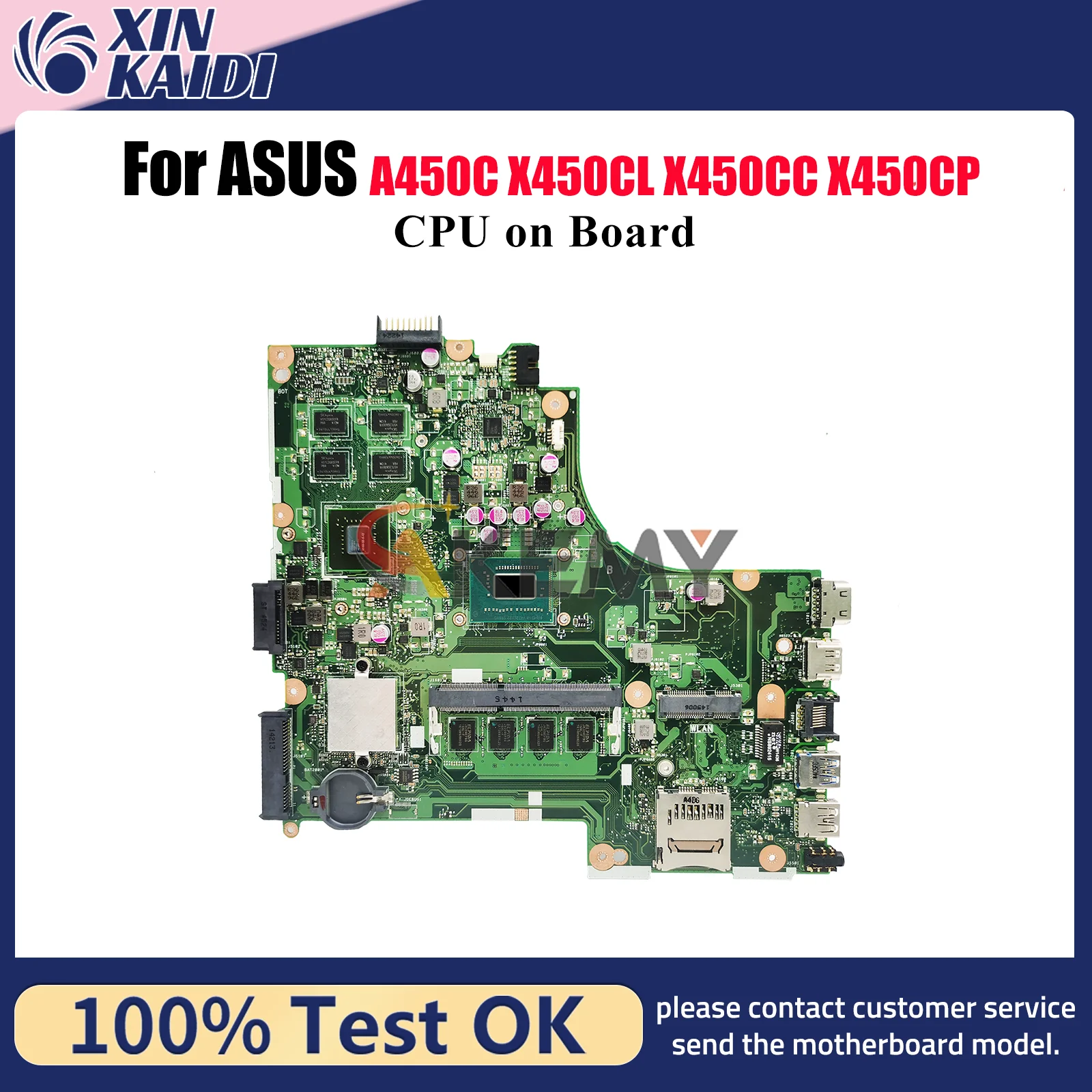 

X450CC Материнская плата для ноутбука ASUS VivoBook Y481C X452C X450CL X450CC K450C A450C X450CP X450C Материнская плата с процессором tests OK stk